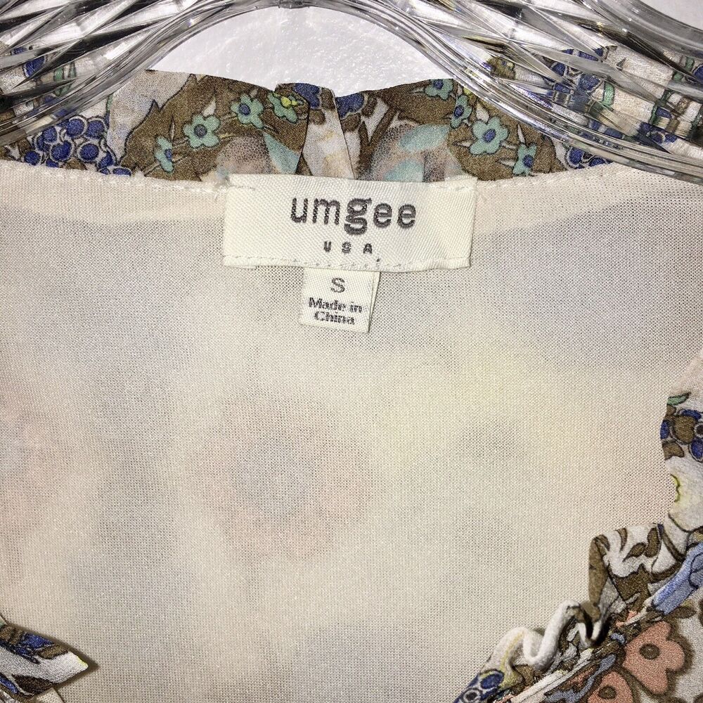 Umgee Boho Floral Mini Dress With Bell Sleeves Size Small - Picture 3 of 8